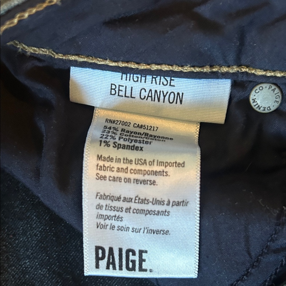 Paige Women’s High Rise Bell Canyon Dark Blue Size 24 - Picture 4 of 7